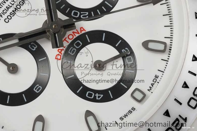 1223 FashionForward Daytona White Ceramic 5GF Best Edition White Black Dial on White Rubber Strap A 2329